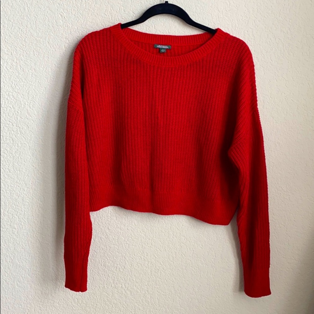Red knit crop top sweater